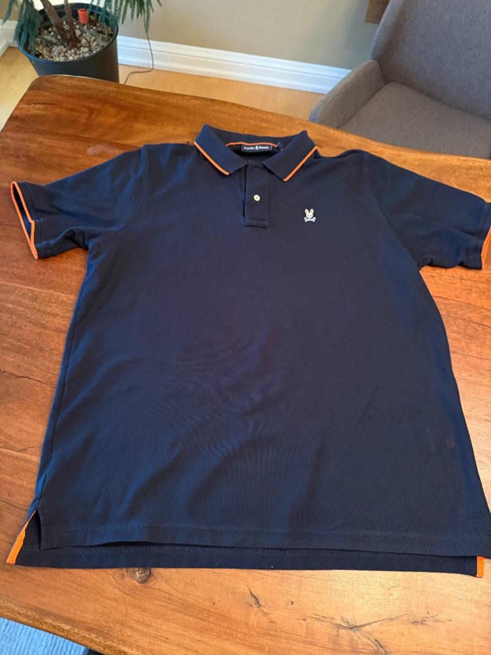 Psycho Bunny Black and Orange Polo Shirt - Size 8 (XXL)